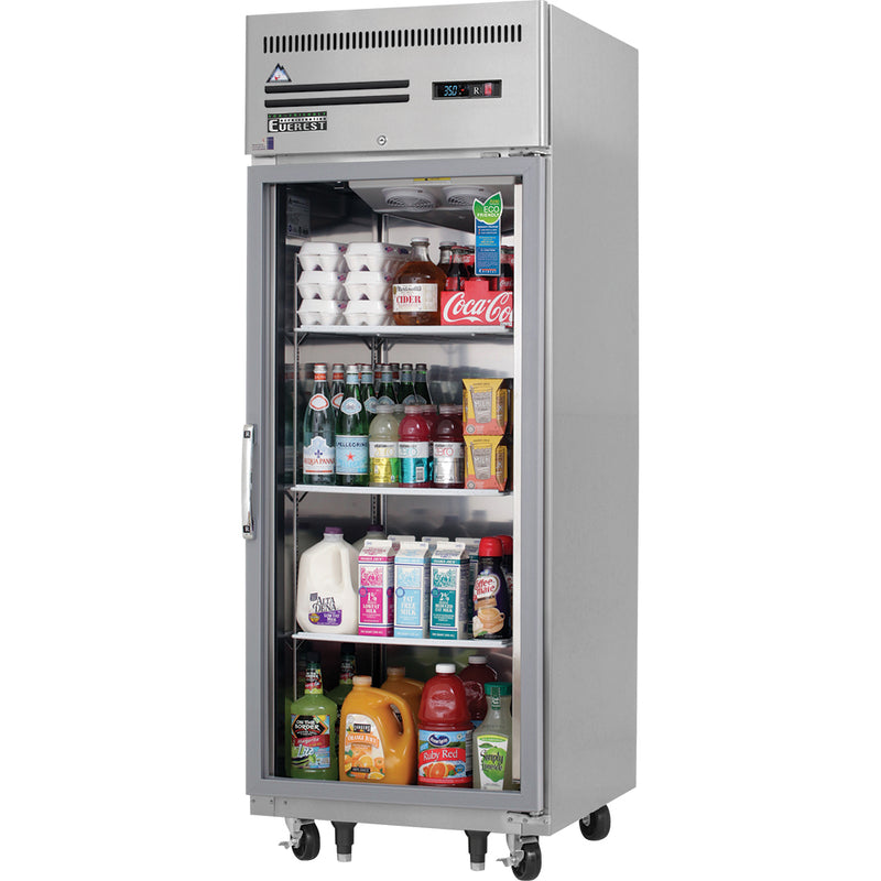 Everest Refrigeration, ESGR1-LH, Upright Reach-In Glass Door Refrigerator 