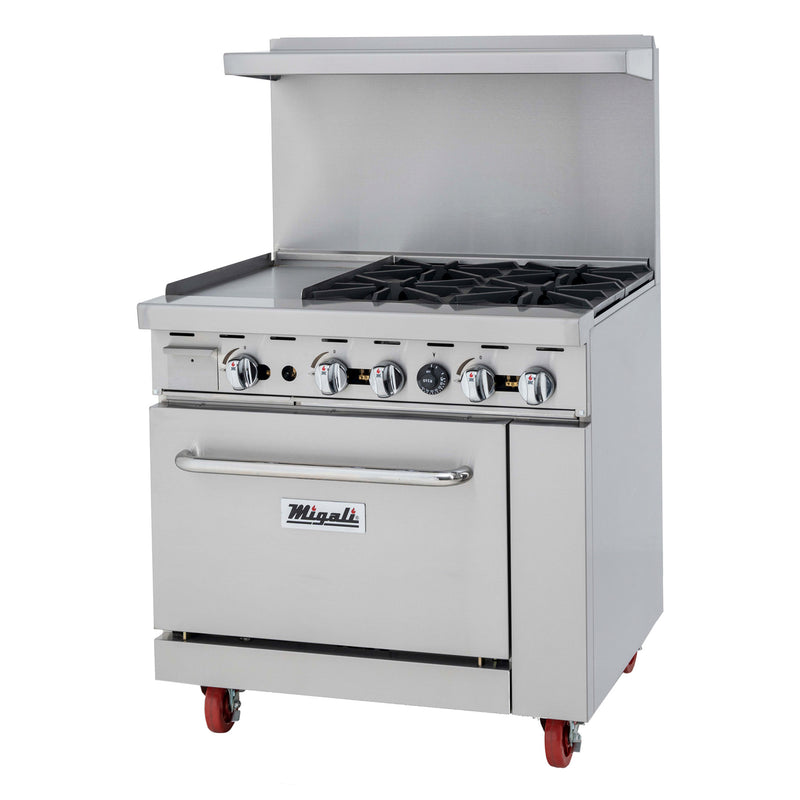 Migali, C-RO4-12GL-NG, Commercial Range with Oven 